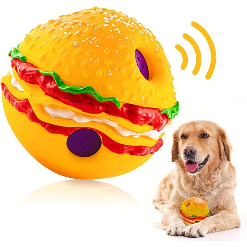 Bola Sonora para Cães, Brinquedo Interativo para Treinamento e Brincadeira, Bola Sonora em Forma de Hambúrguer, Presente
