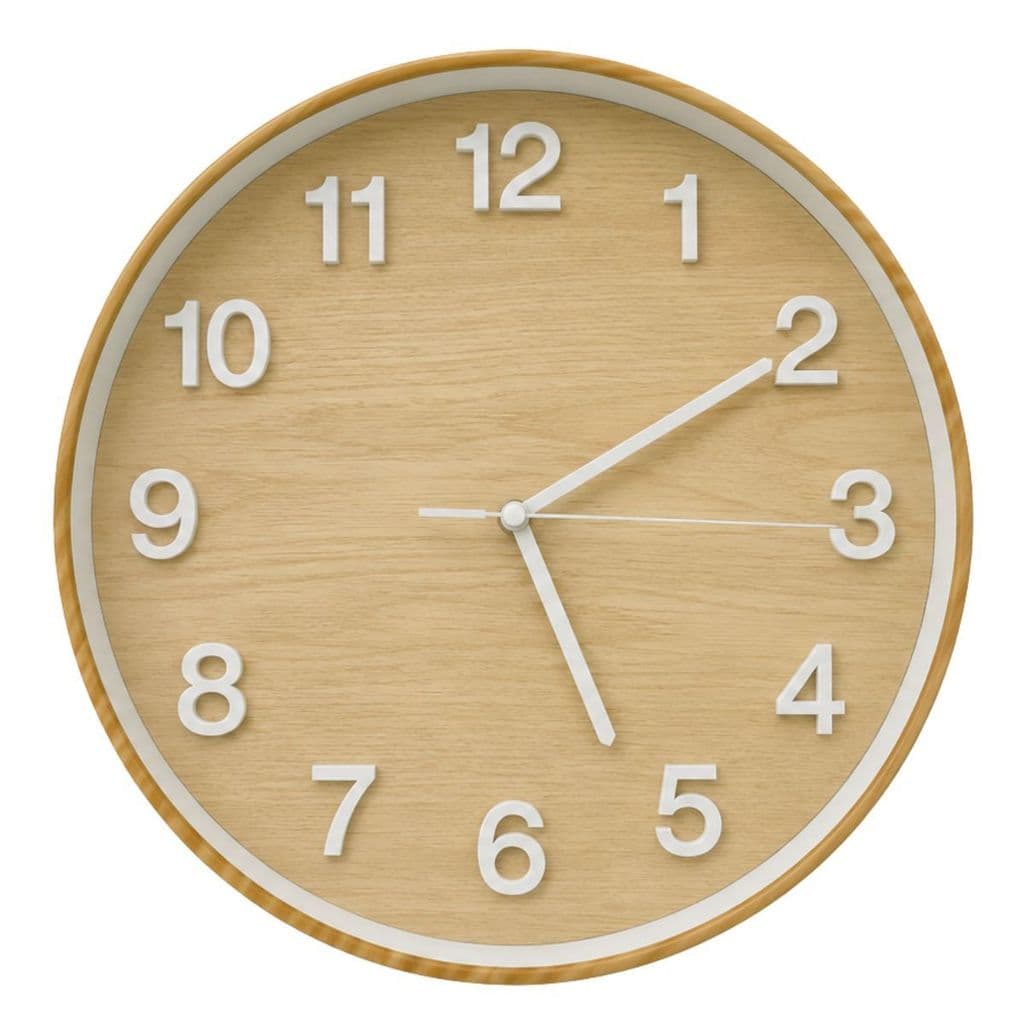 Relógio de Parede 25cm de Sala, Cozinha Tipo Madeira Clara