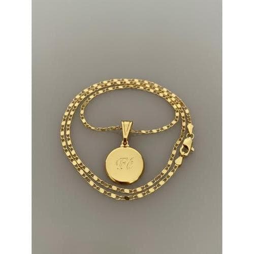 Cordão Masculino Modelo Piastrine 2mm E Pingente Fé Redondo Dourado