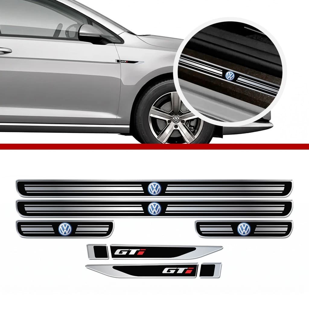 Kit Soleira Resinada Volkswagen GTI Cromada para Carro