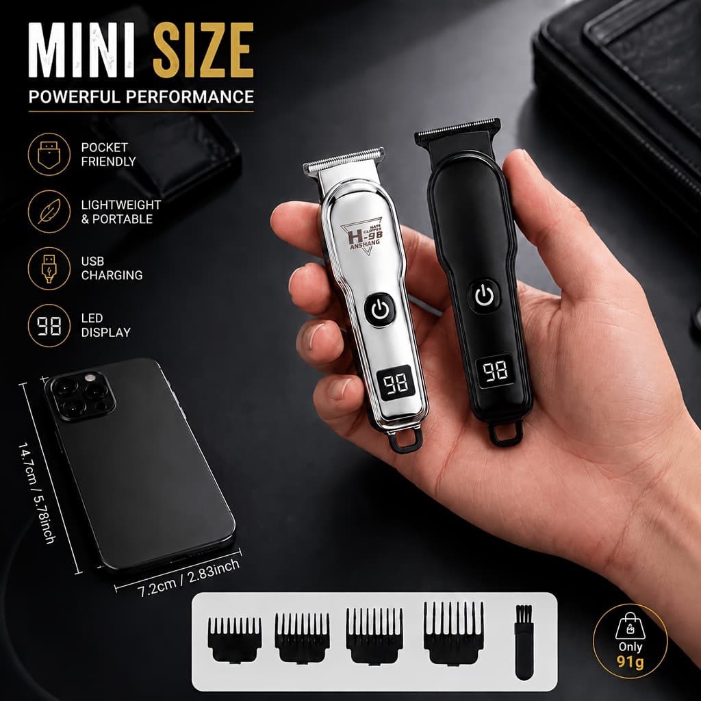 Mini Máquina De Cortar Cabelo Masculina Portátil , Aparador De Essencial Ultraleve Para Viagem E Barba Elétrico Recarreg