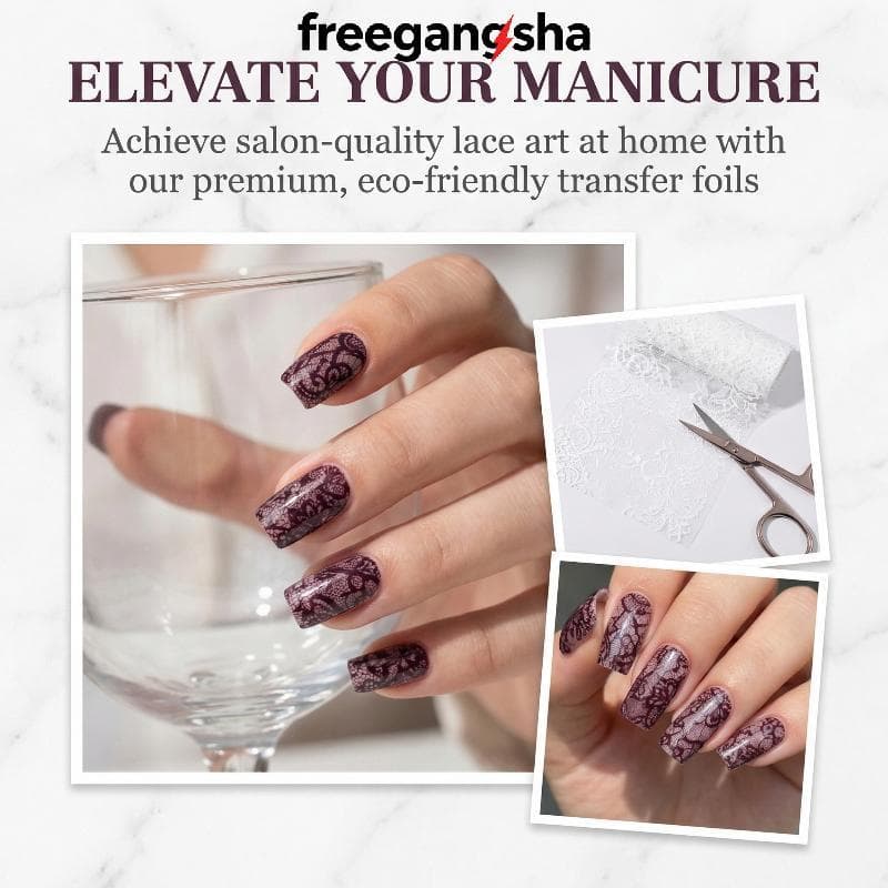 [FRE] Folhas De Transferência De Unhas DIY 10 Rolos Conjunto Branco Vermelho Renda Flores Padrão Stiers Para Salão De Be