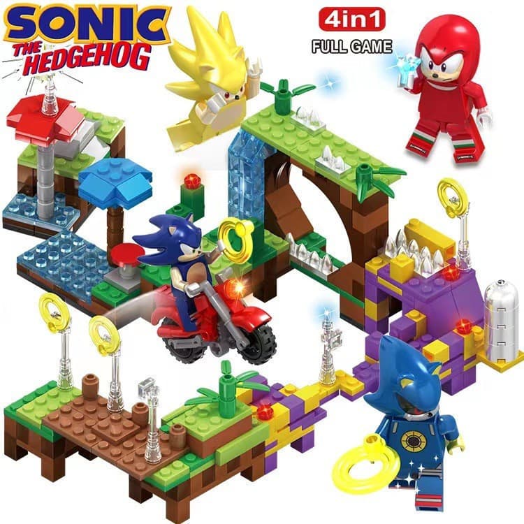 Brinquedo de Blocos de Montar Ultrassônico 4 em 1 Sonic the Hedgehog 7SZU