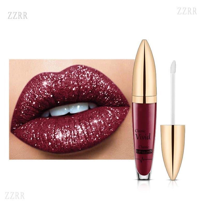 Batom Halloween Diamond Brilhante e Matte, Gloss Labial Líquido Gótico com Glitter, Batons Cintilantes de Alta Pigmentaç