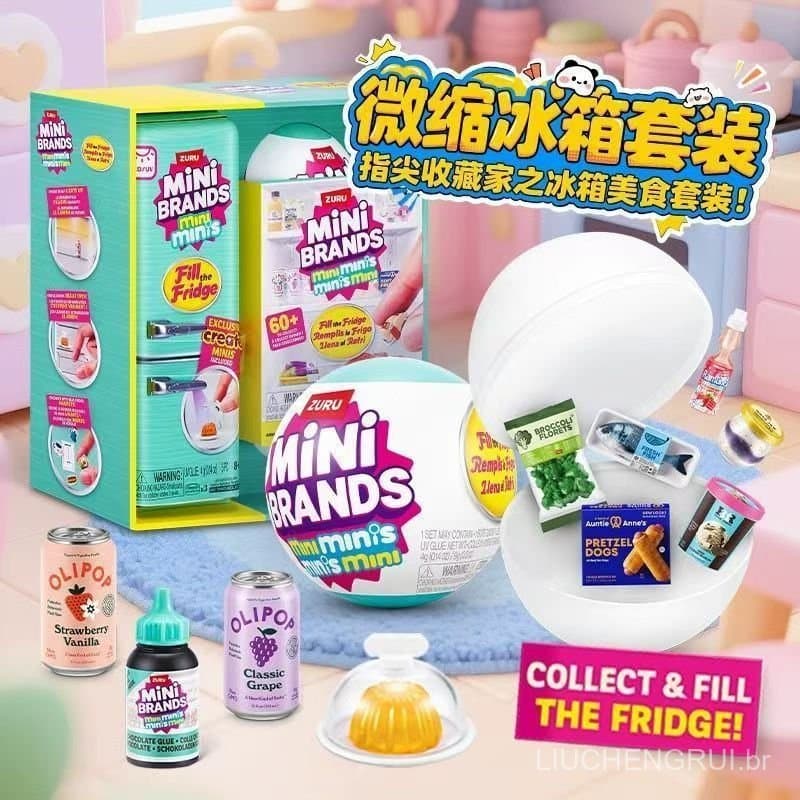 Conjunto de mini geladeira, casinha de brinquedo, geladeira em miniatura, mini marcas gourmet, bola da moda, conjunto de