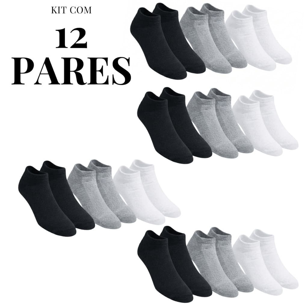 KIT 12 PARES DE MEIAS SOQUETE QUENTINHA FEMININA QUALIDADE PREMIUM SUPERIOR NÃO ALARGA