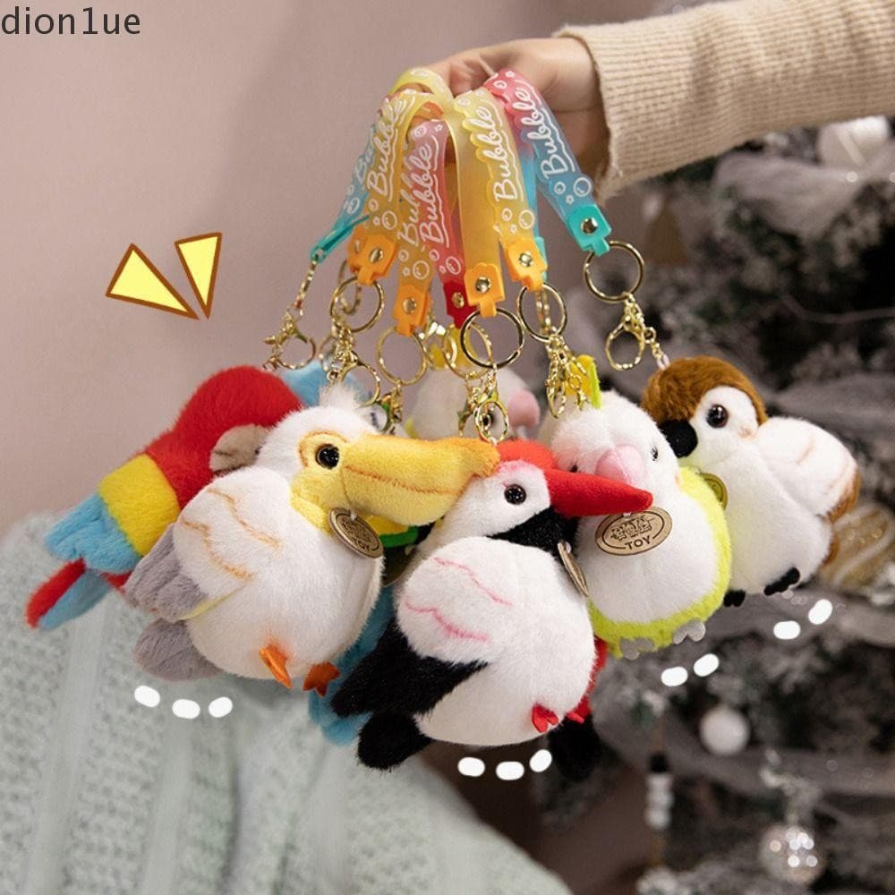 DION1UE Pingente De Pelúcia De Papagaio , Pulseira De Pressão De Pássaros De Animais Simulação , De Ombro Em Pé Kawaii