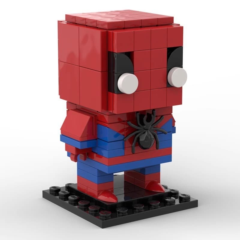 Figura de Cabeça Quadrada de Aranha MOC Compatível com Blocos de Construção de Pequenos Tamanhos, Modelo de Brinquedo 15
