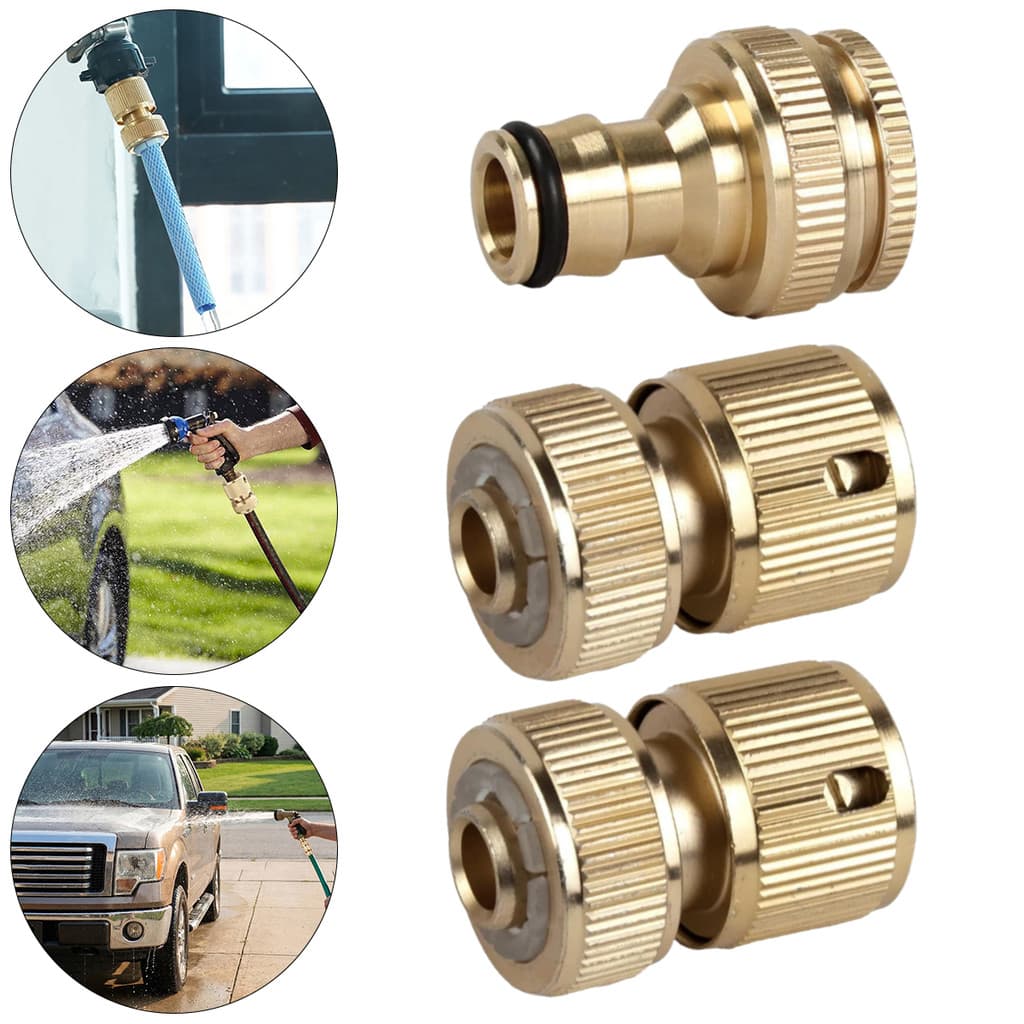 " Angelshell-3 Peças De Encaixe De Latão , Conector De Tubo De Torneira De Mangueira , Jardim , Lavagem De Carro , Pisto