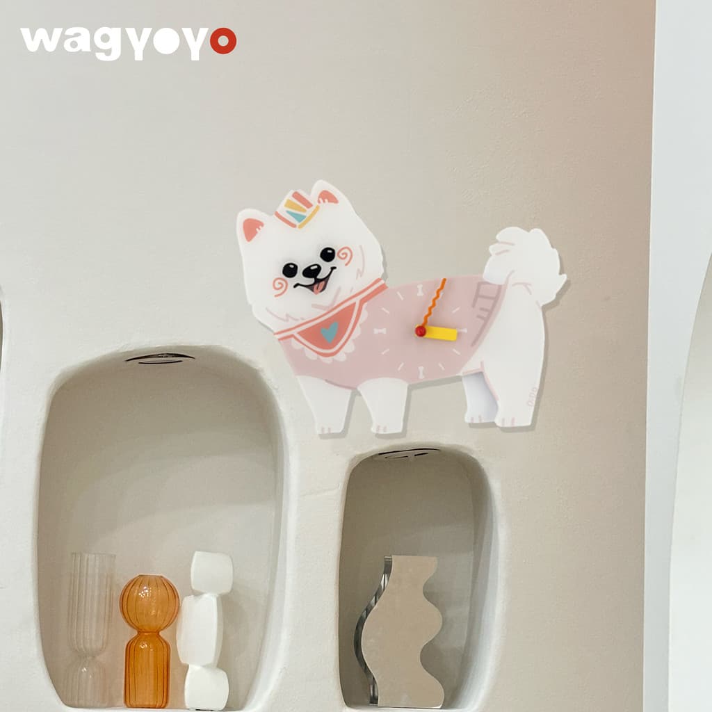 Original Pomeranian relógio de parede criativo bonito ornamentos macios presente aniversário mudo presente de inauguraçã