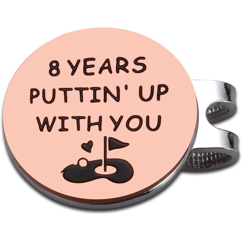 Presentes de Casamento de 8º Aniversário de Bronze para Ele e Ela, Clipe de Chapéu com Marcador de Bola de Golfe de Bron