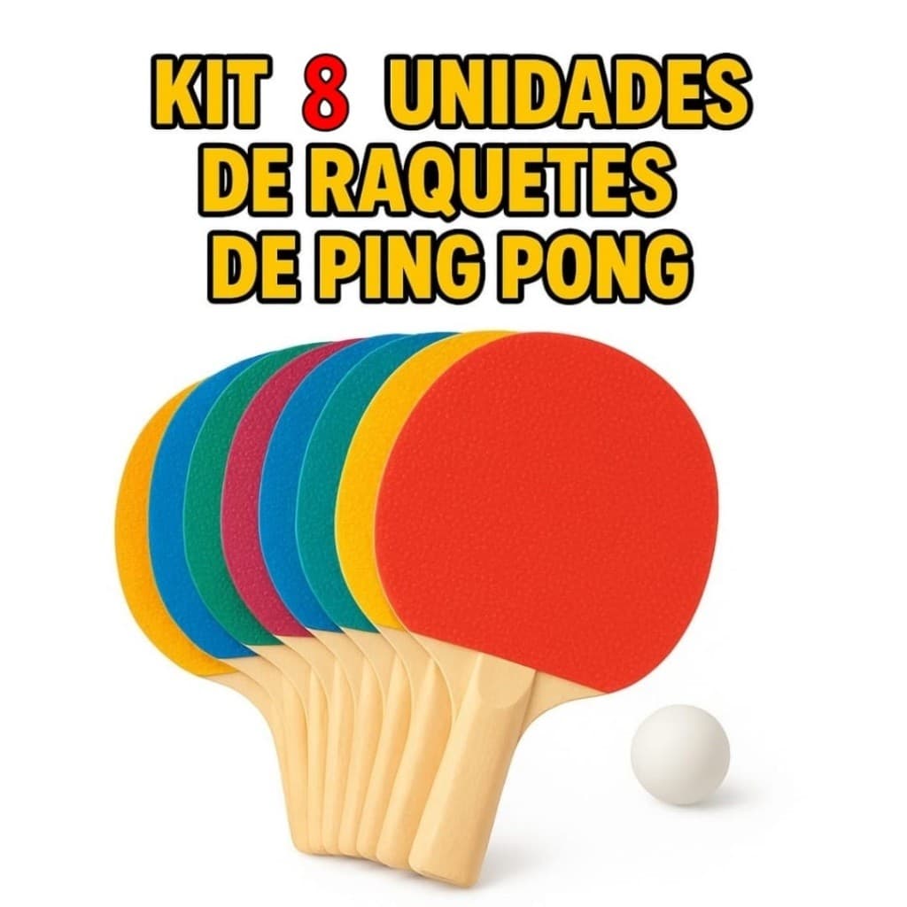 kit 8 Raquetes ping pong Raquete ping pong tênis de mesa jogo criança adulto 2 Raquete 1 bolinha