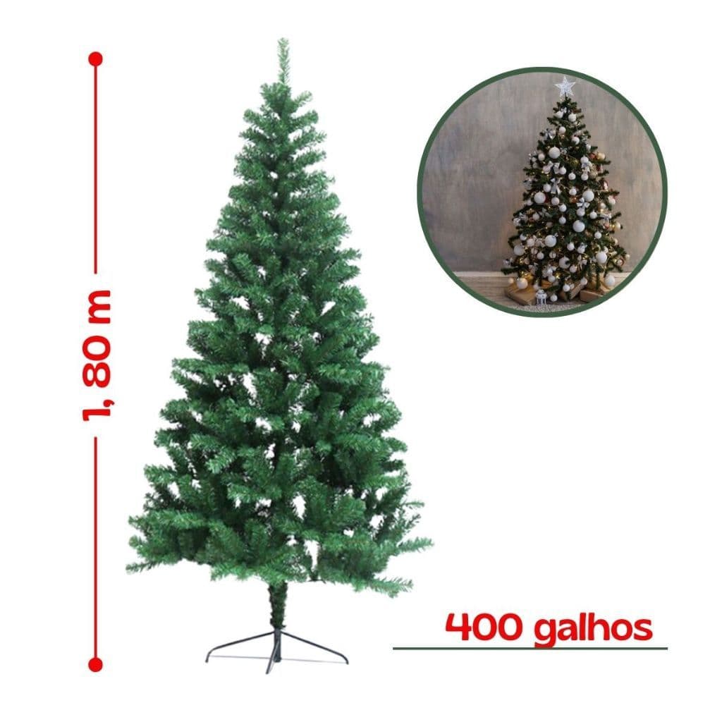 Árvore de Natal Pinheiro 1,80 Metros 400 Galhos Pé De Ferro Envio Imediato Verde luxo