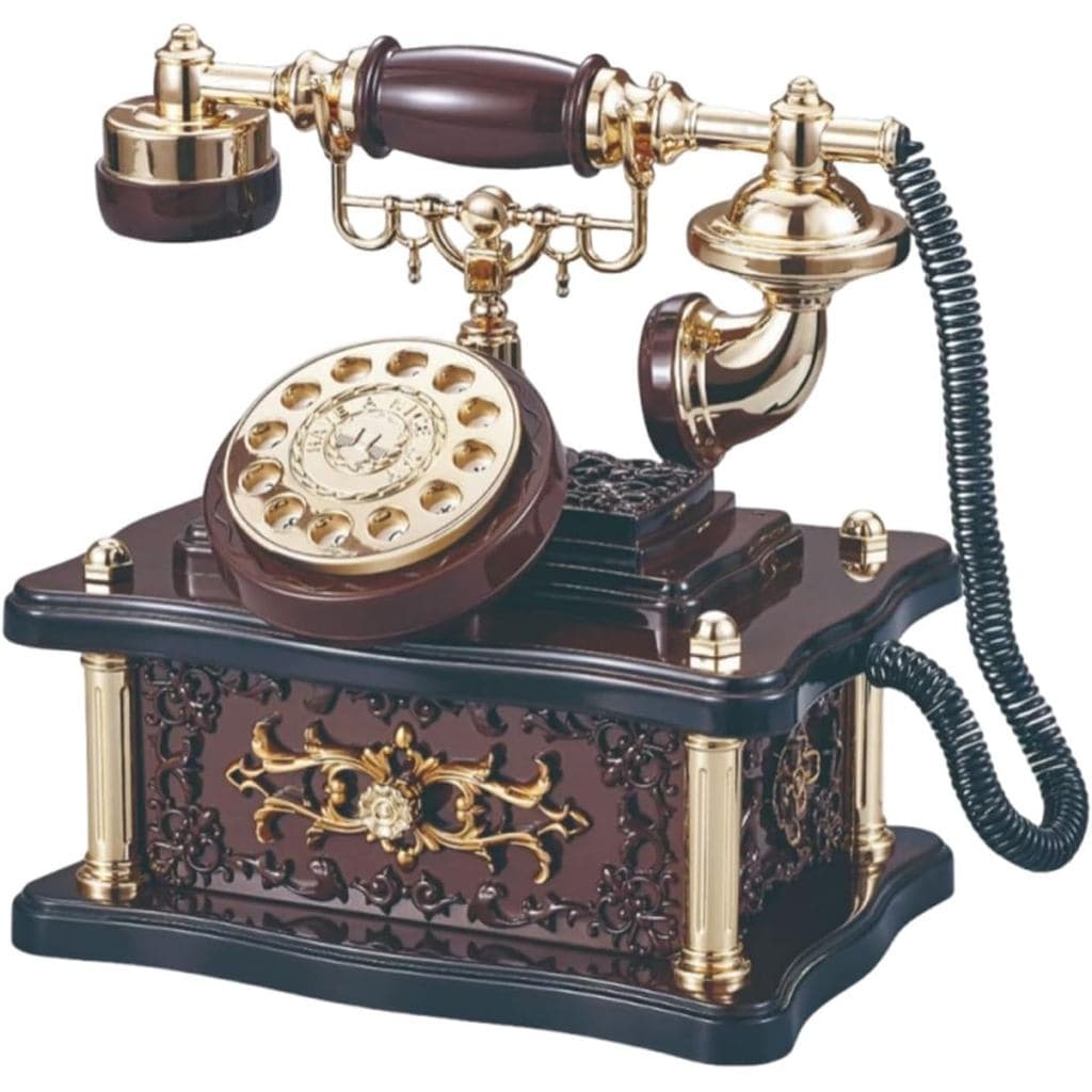Caixa de Música Retrô em Forma de Telefone Rotativo - Decoração Musical de 7x8 com Mecanismo de Corda e Gavetas Funciona