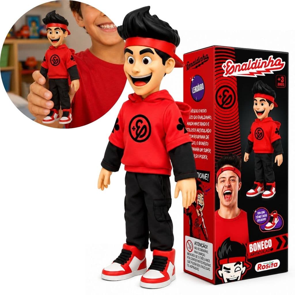 Boneco Enaldinho II Youtuber Colar do Poder + Brinde