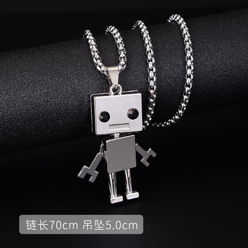 Pingente masculino de aço inoxidável com design de robô de desenho animado, estilo hip-hop, moderno e personalizado, ace