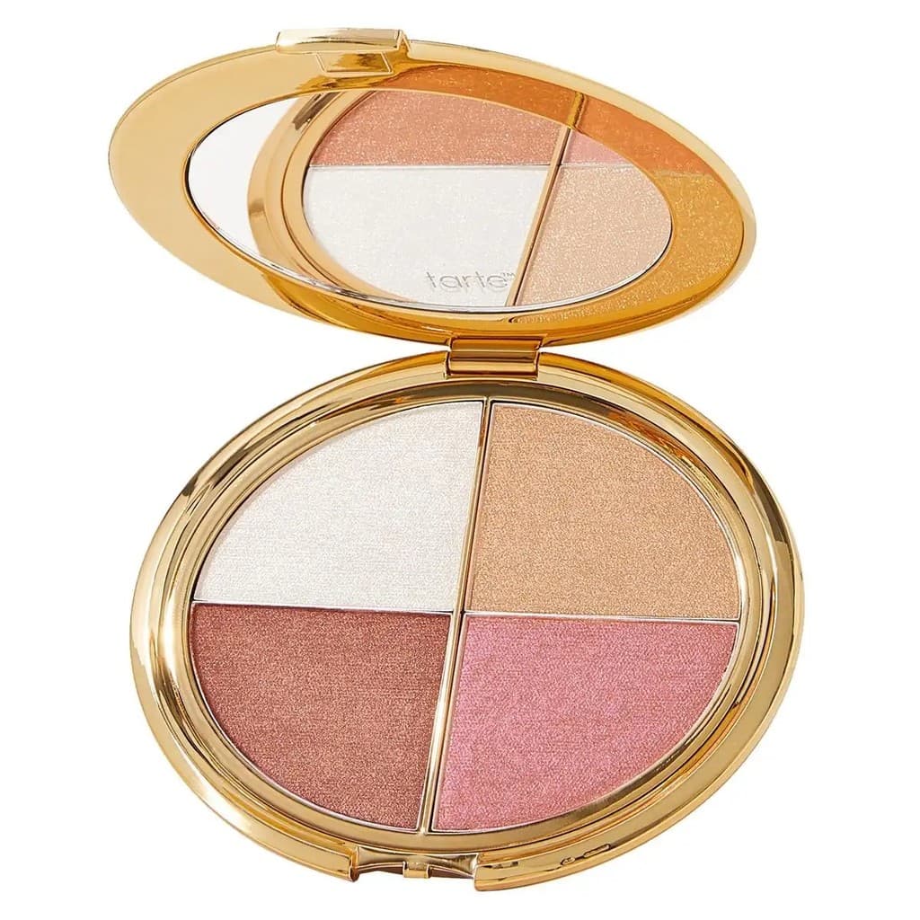 Paleta de olhos e rosto Tarte Glow Wardrobe - maquiagem com sombra e iluminador