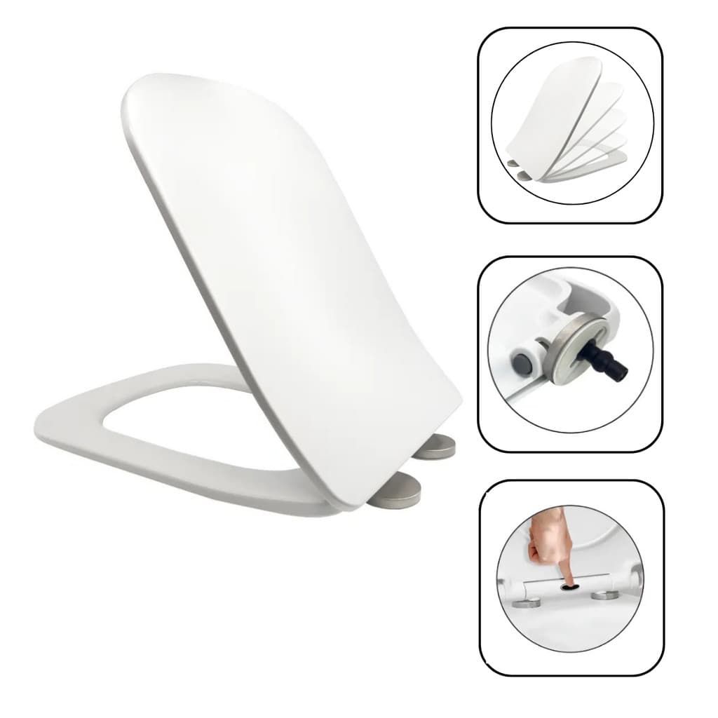 ASSENTO SANITÁRIO TERMOFIXO SLIM QUADRA BRANCO SOFT CLOSE QR