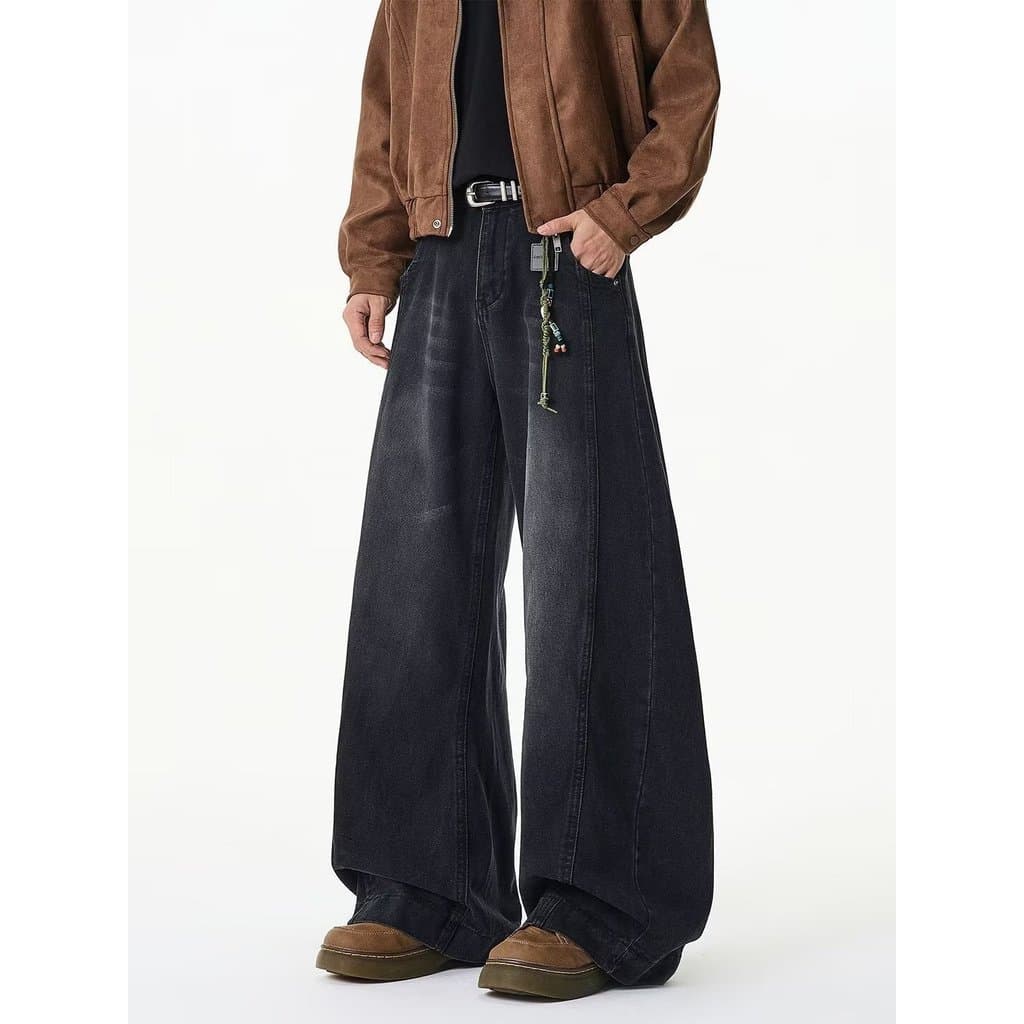 Jeans retrô masculino estilo americano reto solto perna larga calças casuais femininas