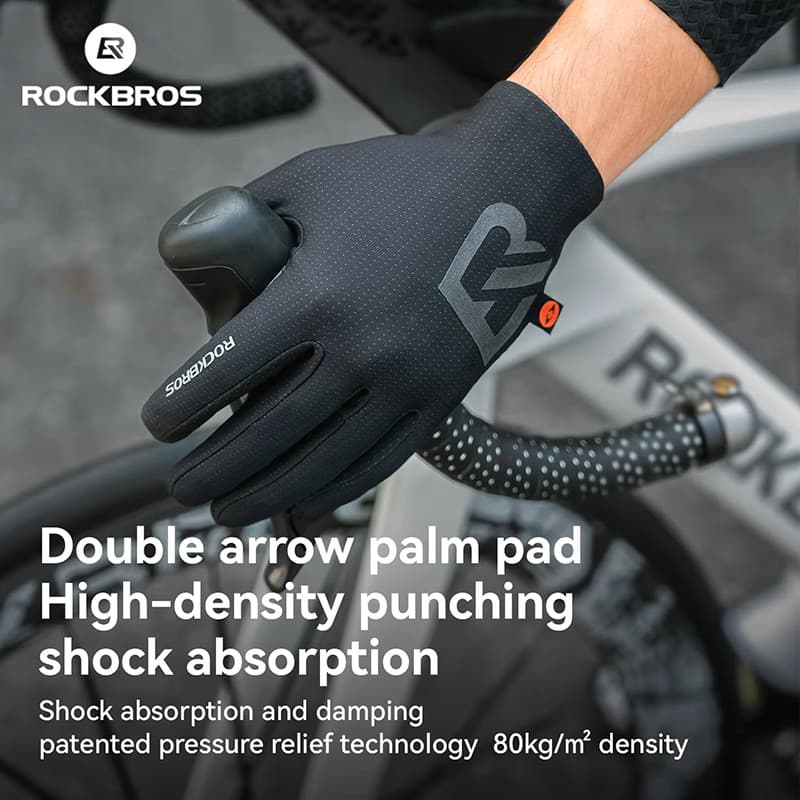 ROCKBROS Interface Elástica Luvas De Ciclismo Inverno Velo Quente À Prova Vento Touchscreen MTB Bicicleta Estrada Dedo C