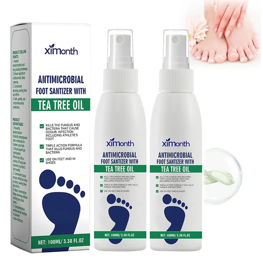 (3 frascos) Spray para os Pés com Óleo de Tea Tree - Desodorante Hidratante para os Pés para Controle de Odor e Cuidado