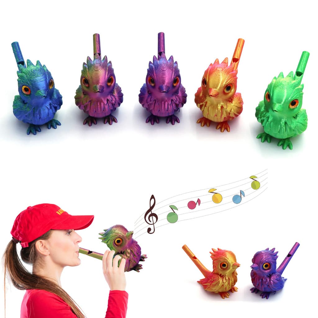 Apito de pássaro impresso em 3D, brinquedo infantil, instrumento musical simulando pássaro, apito que muda de som quando