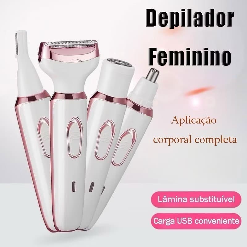 Barbeador Elétrico 4 Em 1 Para Mulheres Remoção De Pelos Corporais feminino/aparador de pelos do nariz e sobrancelhas