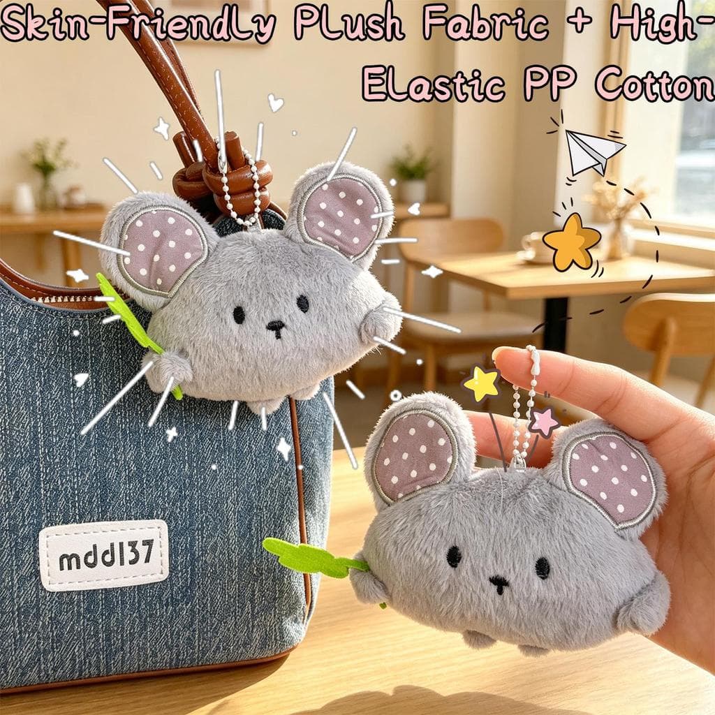1/2/4 Pcs Criativo Cinza Mouse Pingente-Mini Ornamento De Pelúcia Resistente Ao Fray Durável-Acessório De Bolsa Portátil