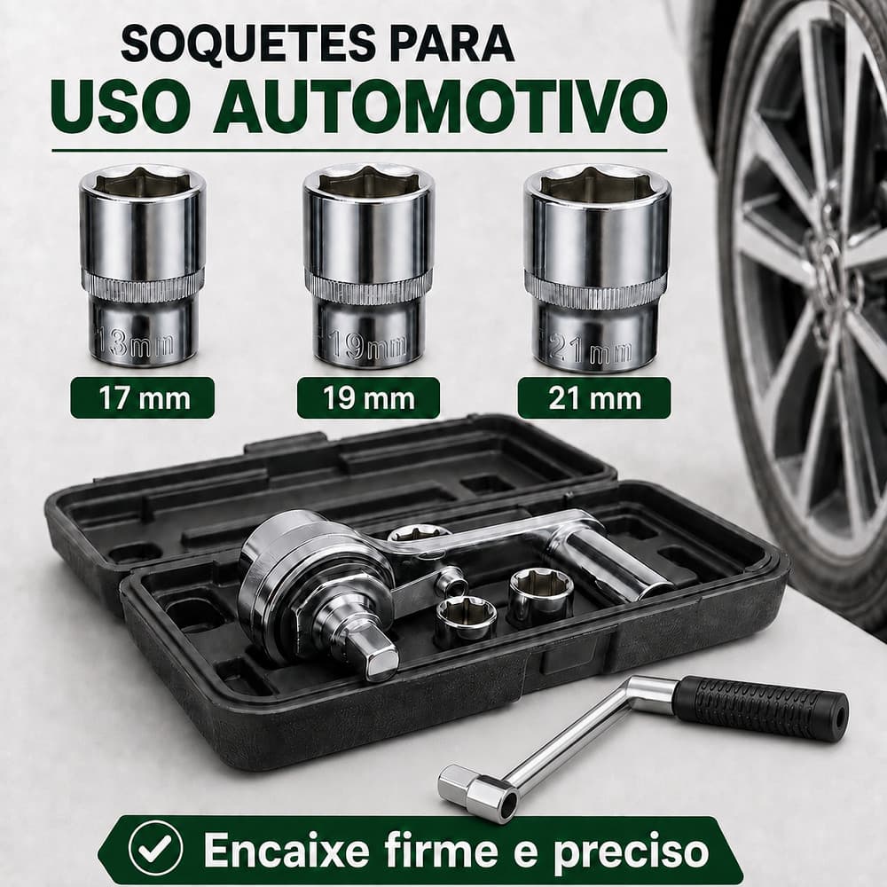 Kit Chave Multiplicadora de Torque 1:16 – Ferramenta Pesada para Soltar Porca de Roda de Carro e SUV