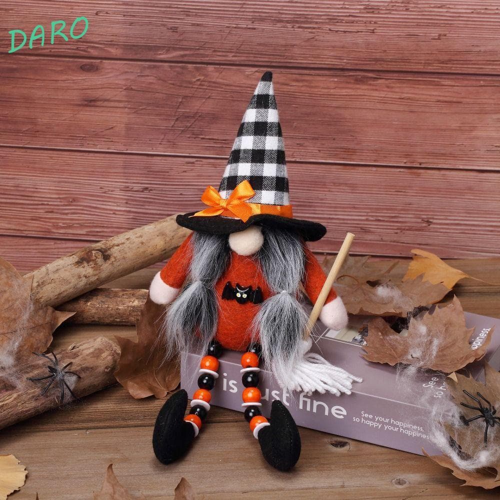 DARO Decoração Anã De Halloween , Boneca Sem Rosto Abóbora Fofa Feita À Mão , Ornamento Requintado De Brinquedo De Pelúc