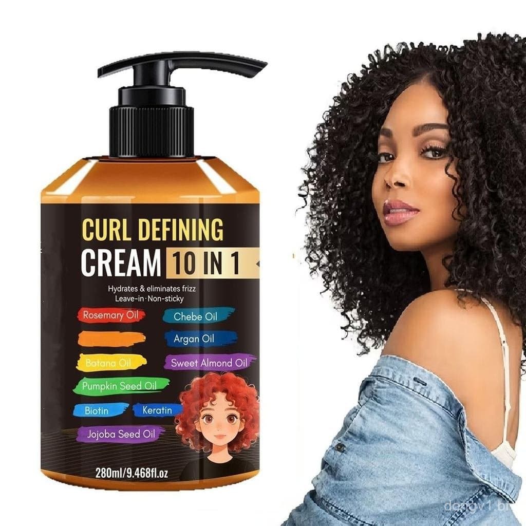 Creme Definidor de Cachos (9.46 Fl Oz) Creme Anti-Frizz para Cabelos Ondulados e Cacheados, Máscara Capilar Hidratante p