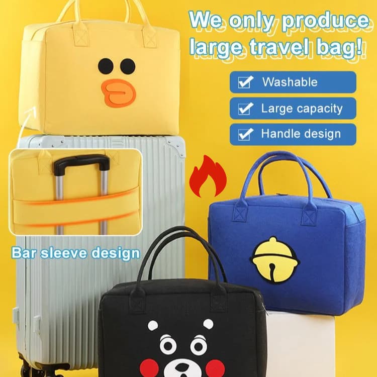 [Spacious And Lightweight] Hanging Travel Organizer / Cartoon Felt Duffel Bag / Spacious Storage Bag [Quick-Access Desig