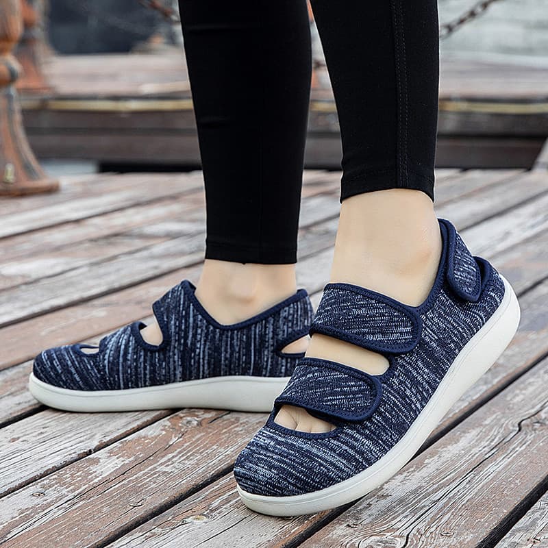 Tênis Femininos Casuais Diários Leves com Duas Tiras, Design Oco, Elástico e Ajustável