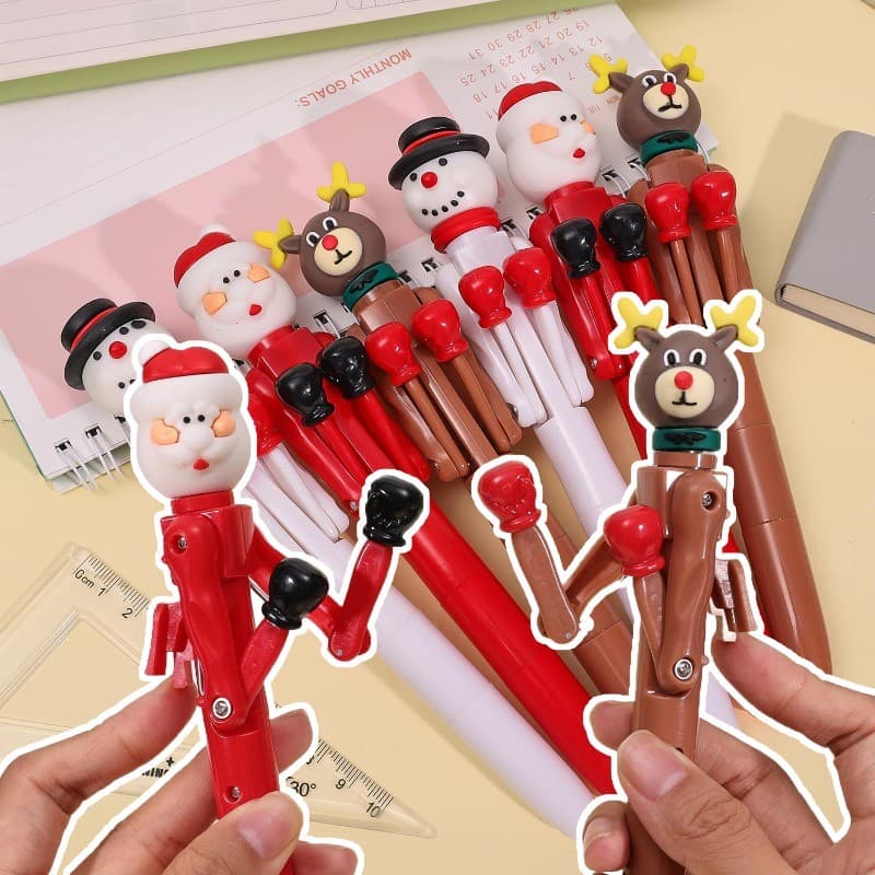 9-3 Unidades De Caneta Esferográfica Engraçada De Natal Para Boxe-De Combate De Boneco De Neve De Papai Noel-Jogo De Fes