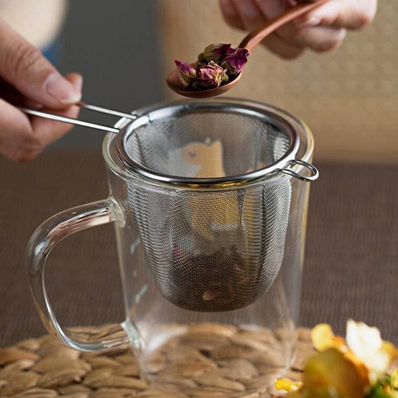 [MF] Infusor De Chá De Aço Inoxidável Filtro De Vazamento Reutilizável Coador De Bule Em Formato De Orelha Única Difusor