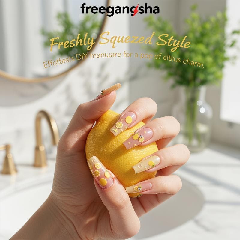 [FRE] Summer Lemon 3D Relief Nail Stiers Autoadesivos À Prova D'água DIY Decalques De Manicure Para Festa De Fim De Sema