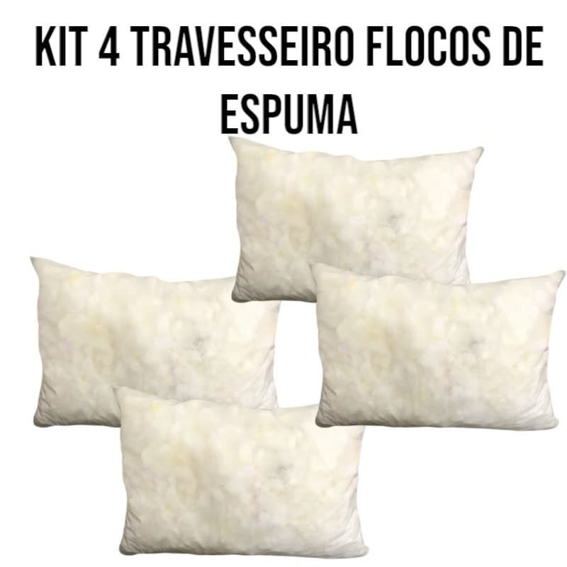 Kit Com 4 Travesseiros 50x70 cm de Flocos de Espumas Mácio Confortável