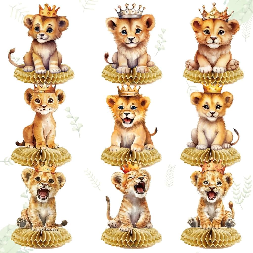 Decorações para Chá de Bebê com Tema de Leão: Decorações para Festa de Aniversário com Tema de Leão, Centros de Mesa em