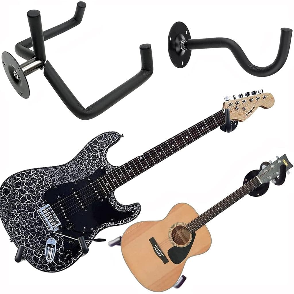 Suporte de Parede para Guitarra Acústica, Elétrica e Baixo, Ukulele, Banjo, Mandolim – Suporte Horizontal de Metal Resis