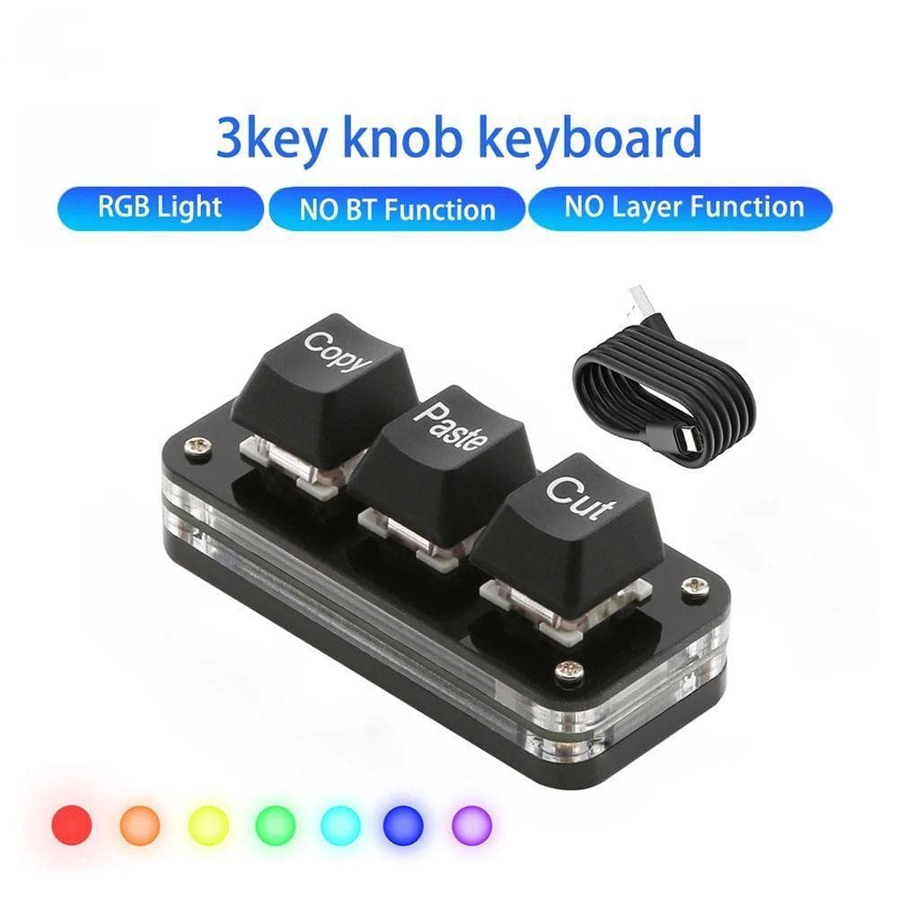 FIWICKA Mini Teclado Personalizado De 3 Teclas , Acrílico De Corte De Pasta De Cópia De Troca Quente ,