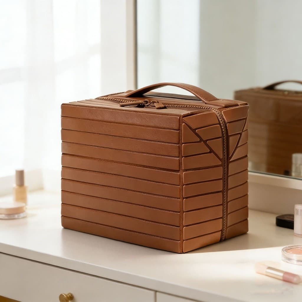 Bolsa de maquiagem portátil de grande capacidade com alça de zíper, organizador de cosméticos vertical, adequada para vi