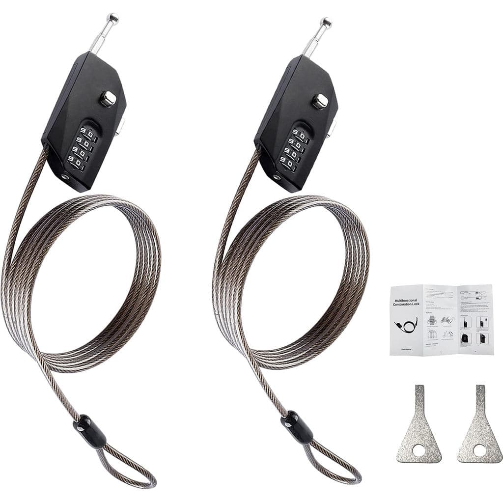 2 Pack Adjustable Combination Lock, Flexible Retractable Steel Locking Cable Trail Camera, 6.6ft Long Cable Lock for Lug