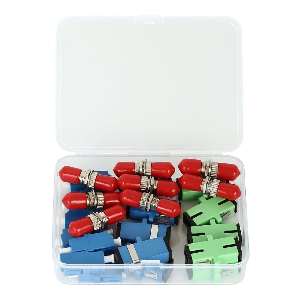 Fiber Optic Coupler Kit – 26-Piece Connector Set for ST, LC, SC/APC, and SC Cables – Includes Hard Plastic Snap-Lock Sto