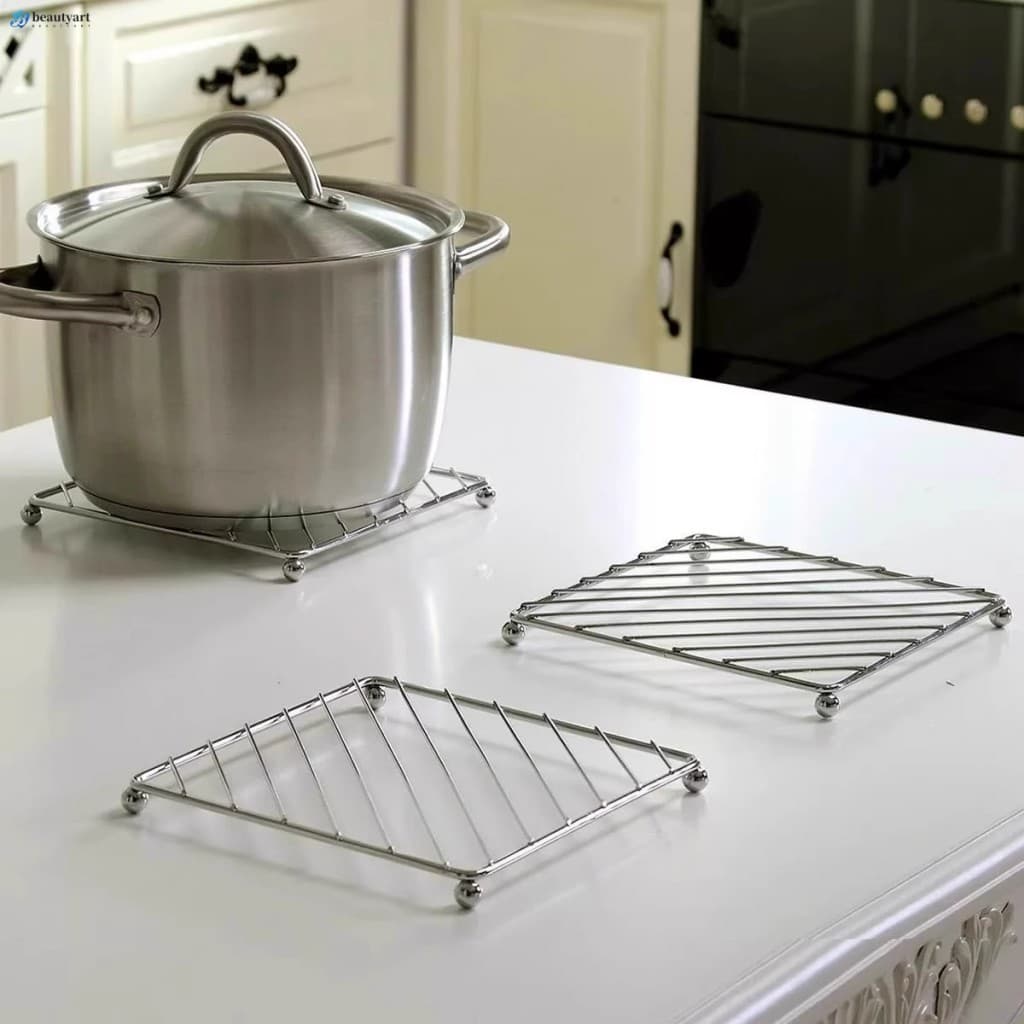 Almofada De Panela Com Isolamento Térmico De Aço Inoxidável-Placa De Mesa De Cozinha Anti-Escaldante Para Caçarola