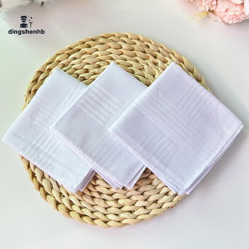 dingshenhb 6/12 Pçs Lenço De Algodão Macio Branco Cavalheiro DIY Cor Sólida Bons Produtos