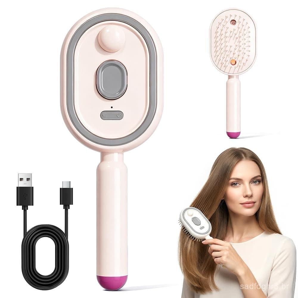 Escova de Vapor Elétrica para Cabelo, Nova Escova de Massagem com Almofada de Ar e Spray Elétrico 2026, Escova de Cabelo