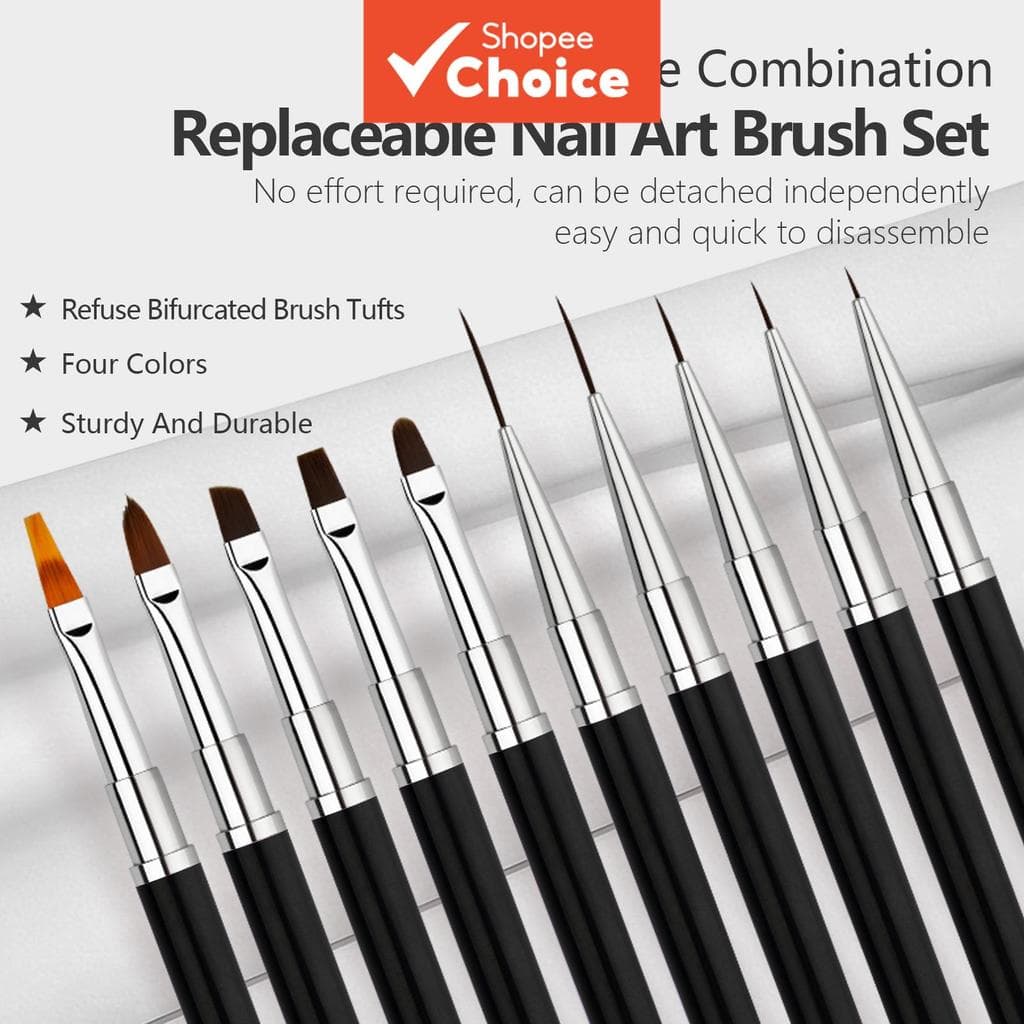 Conjunto de 10 pincéis de nail art com múltiplas especificações para pintura, linhas, aplicação de gel e técnica