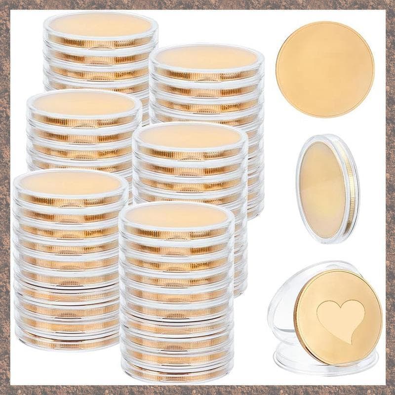 (Vyos) 60 PCS Em Branco Moeda Gravura Metal Carimbo 40 mm/1.57 Polegada Etiquetas Redondas Bordada Rosca