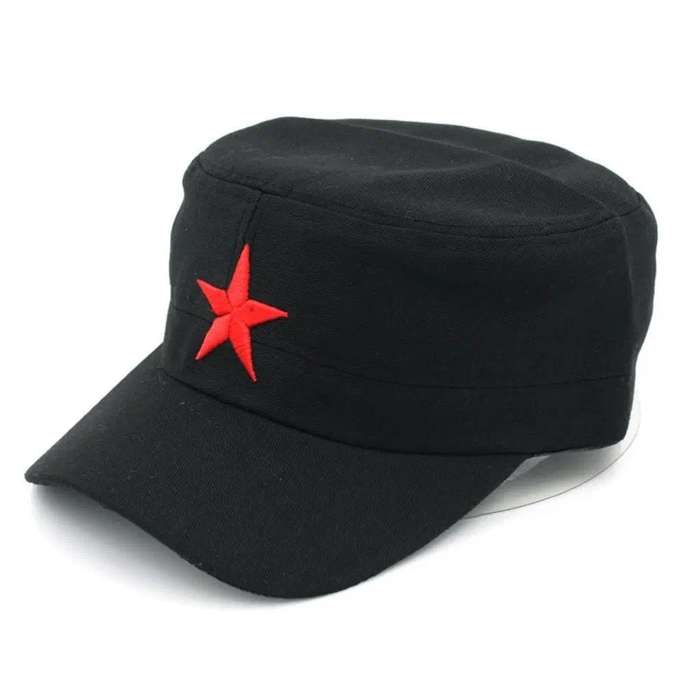Boné Unissex de Cores Sólidas, Estilo Cadete, para Patrulha, Golfe e Condução, com Estrela Vermelha Pentagrama, Casual*&