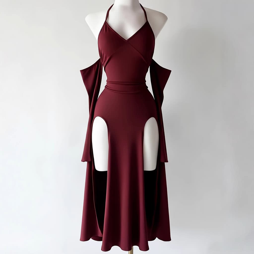 Mulheres Góticas Halter Profundo V Cintura Alta Midi Vestido Vintage Magro Festa Clube Elegante Sem Costas Vestidos De C